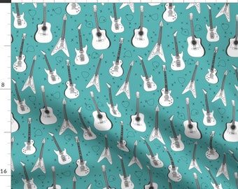 Guitar Fabric - Electric Guitars Music Fabric By Andrea Lauren - Rock Band Guitar Music Boy Decor Cotton Fabric By The Yard With Spoonflower
