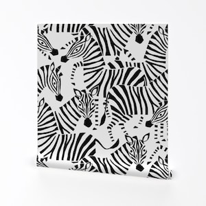 Abstract Zebra Removable Peel and Stick Wallpaper - Animal Print - Wall Art Wall Decor - Zebra Black And White by heleen_vd_thillart