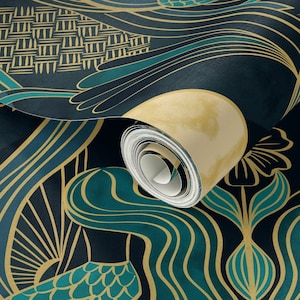 Dramatic Art Deco Peel-and-Stick Wallpaper Sampler - Bold 1920s Luxe Glamour Vintage Removable Wallpaper Swatch Sample Pack by Spoonflower