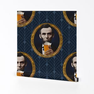 Papel tapiz despegable y adhesivo de presidentes - Cervecería Abe Lincoln - Decoración de pared con arte de pared - Edición de bar Abe Lincoln de rebelmod