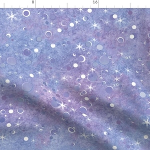 Celestial Fabric - Night Lights For Flight By Dianewarren - Stars Moon Galaxy Pastel Blue Purple Cotton Fabric By The Yard With Spoonflower