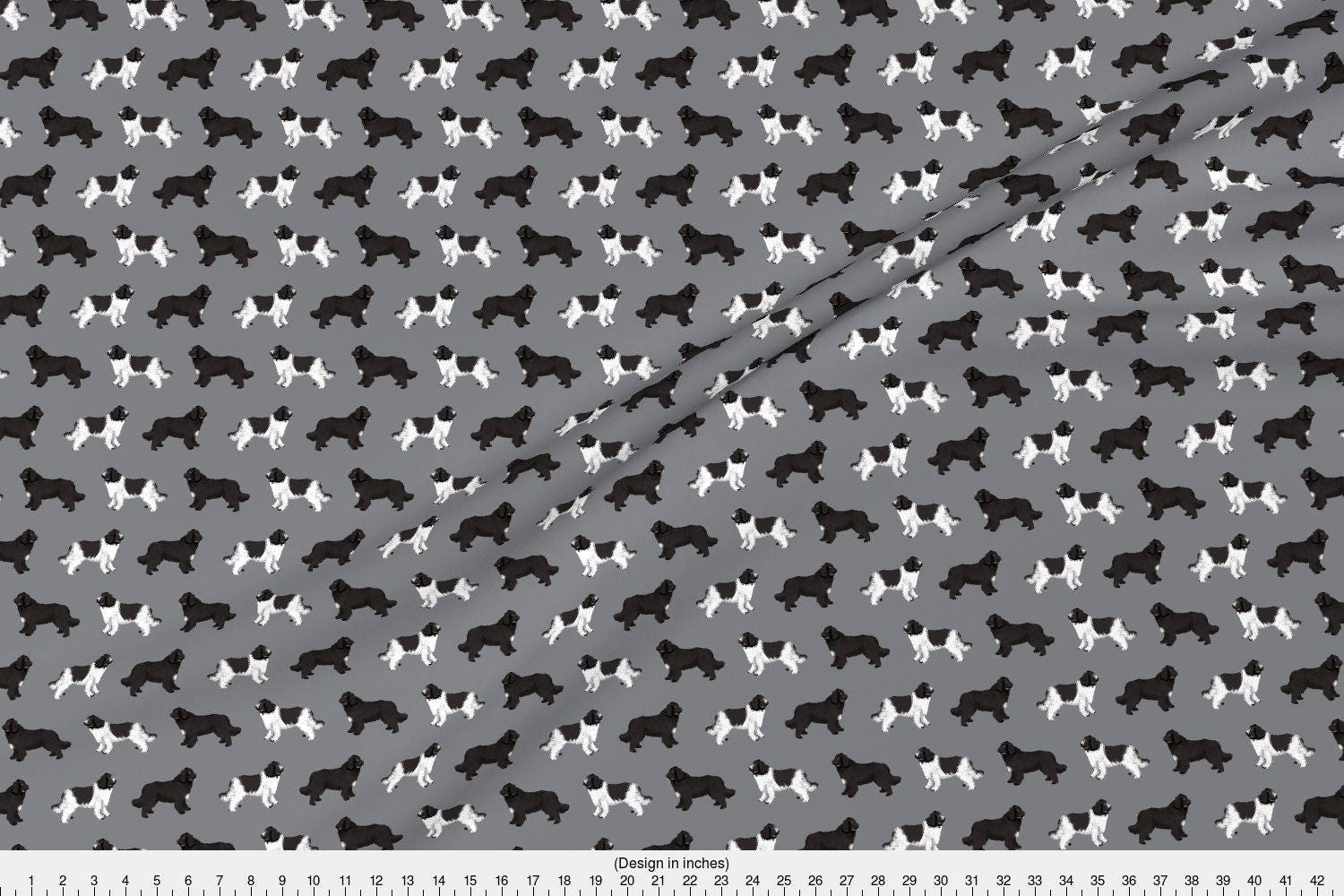 Newfie Dog Fabric Newfoundland Landseer Dogs Black and White Etsy