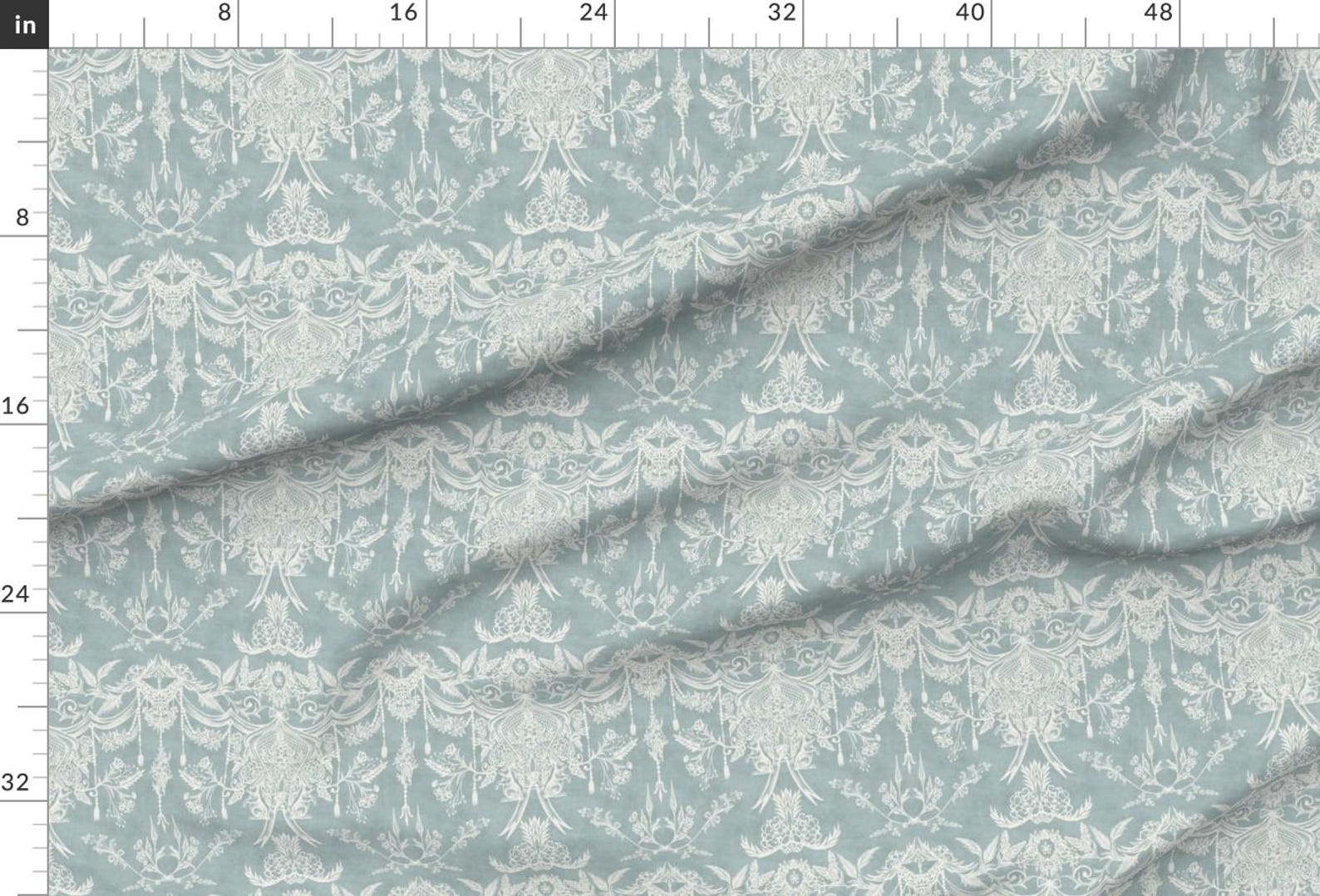 Rococo Toile Fabric - Classic Rococo White and Blue by Smokeinthewoods ...