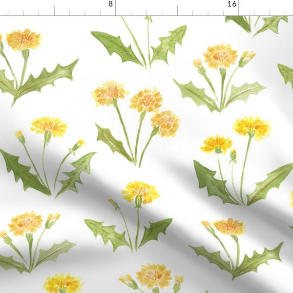 Summer Dandelion Fabric - Dandy By Jillbyers - Summer Yellow Watercolor Dandelion Home Decor Cotton Fabric By The Yard With Spoonflower