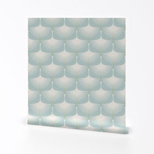 Art Deco Wallpaper - Art Deco Swans By Katerhees - Pastel Light Blue White Birds 1920 Removable Self Adhesive Wallpaper Roll by Spoonflower