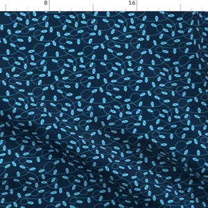 Blue Christmas Lights Fabric - Handing Up The Lights By Crystal Whitlow - Blue Christmas Cotton Fabric By The Yard With Spoonflower