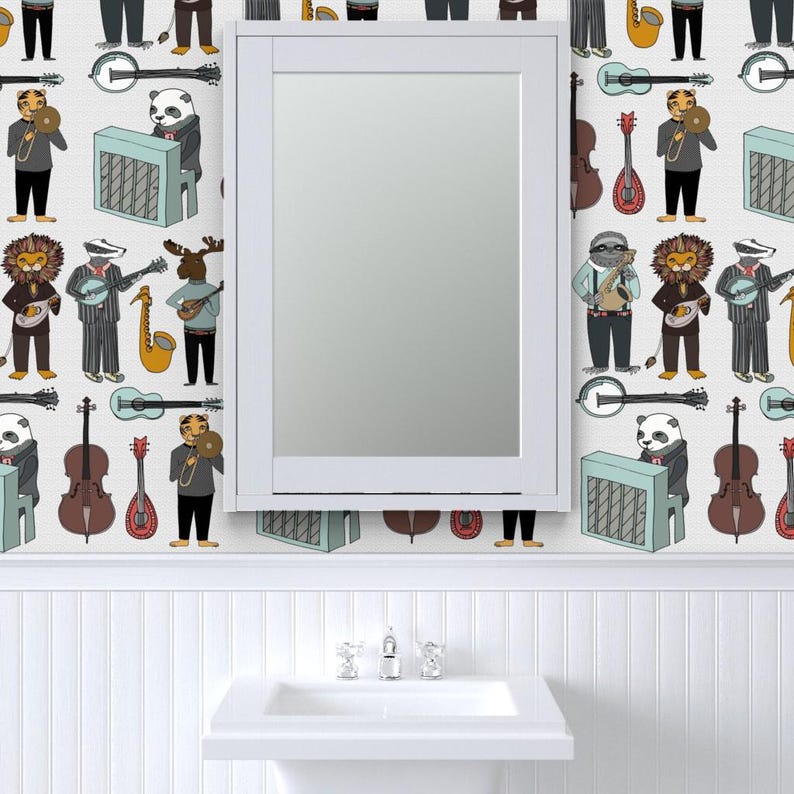 Nursery Wallpaper - Amazing Animal Alphabet Band By Andrea Lauren- Gender Neutral Room Removable Self Adhesive Wallpaper Roll by Spoonflower image 8