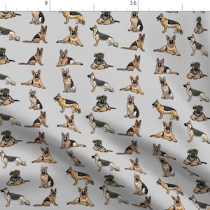German Shepherd Fabric - World of German Shepherds By Fortheloveofdogs - German Shepherd Dog Gray Cotton Fabric By The Yard With Spoonflower