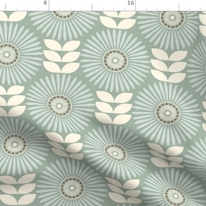 Scandi Fabric - Restful Retro Floral by wolflingblue - Floral Flower Botanical Garden Spa Folk Art Folk  Fabric by the Yard by Spoonflower