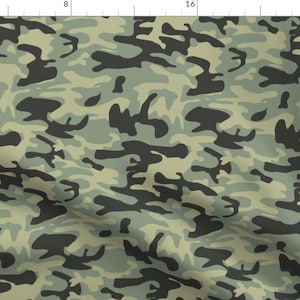 Camo Fabric - Green Camo Pattern By Inspirationz - Army Green Camo Cotton Fabric By The Yard With Spoonflower