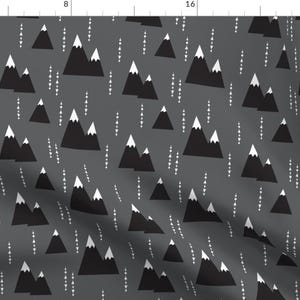 Mountain Fabric - Grey Mountain - By Elvelyckan - Mountain Hiking Camping Outdoors Nature Cotton Fabric By The Yard With Spoonflower