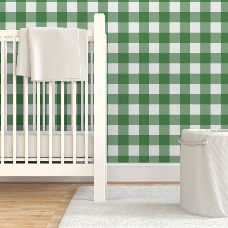 Green Check Wallpaper Check Kelly by Etsy