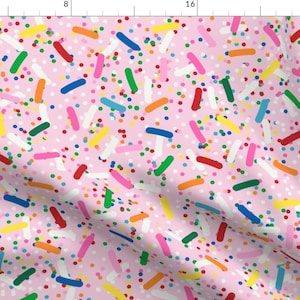 Ice Cream Sprinkles Fabric - Rainbow Sprinkles On Strawberry Ice Cream By Yesterdaycollection - Cotton Fabric By The Yard With Spoonflower