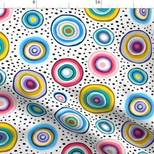 Rock Fabric - Agate Mineral Circles Rock Multicolor By Heleen Vd Thillart - Abstract Geode Cotton Fabric By The Yard With Spoonflower