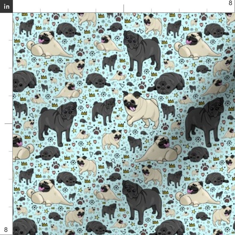 Pug Fabric Pug Life By Nemki Pug Dog Pet Cotton Fabric By Etsy