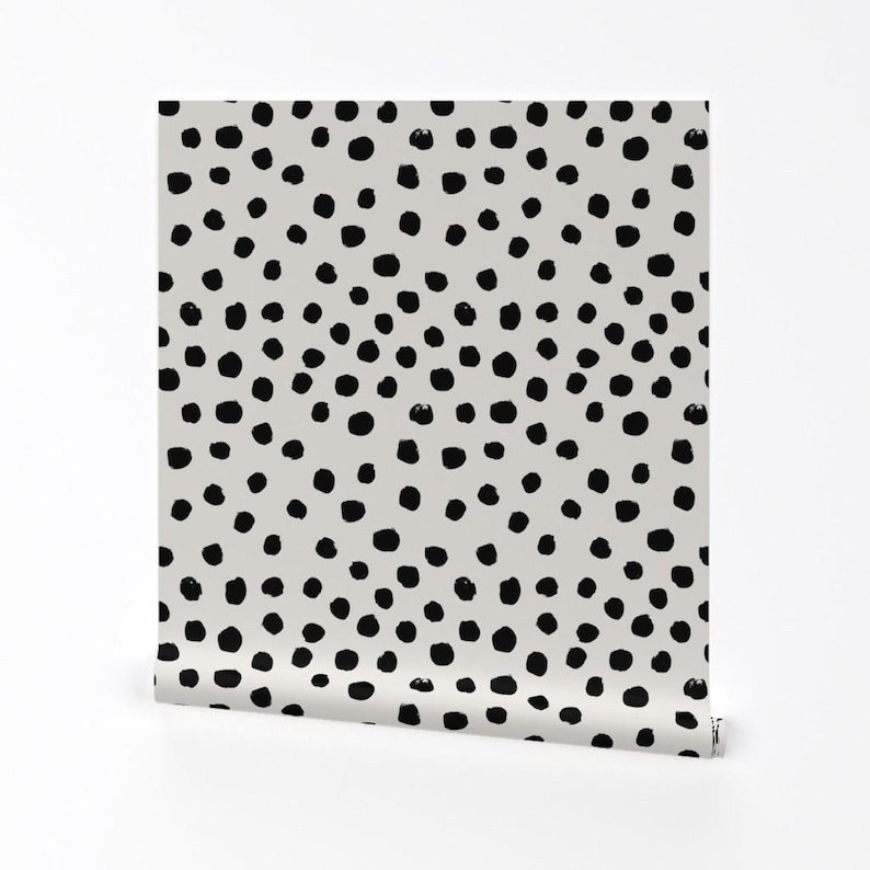 Nursery Wallpaper - Dots Cream Neutral Minimal Animal Spots by Charlotte Winter - Removable Self Adhesive Wallpaper Roll by Spoonflower image 2