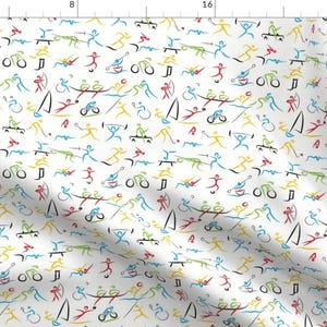 Abstract Athletes Fabric - Sporting Strokes By Ebygomm - Sports Running Rowing Wrestling Swimming Cotton Fabric By The Yard With Spoonflower