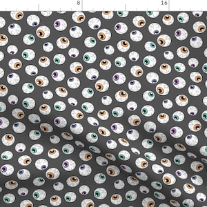 Eyeballs Fabric - Crazy Eyes - Halloween - Dark Grey By Littlearrowdesign - Halloween Eye Creepy Cotton Fabric By The Yard With Spoonflower