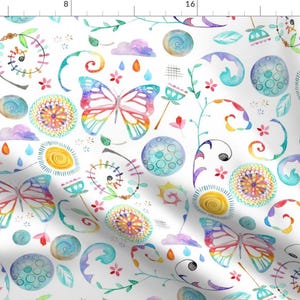 Rainbow Butterfly Fabric - Floral Butterfly By Emmaallardsmith - Baby Girl Summer Butterfly Cotton Fabric By The Yard With Spoonflower