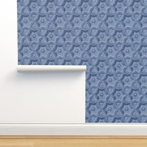 Vintage Blue Wallpaper 1888 Renaissance by adrienne_donovan_design Renaissance Hexagon Removable Peel and Stick Wallpaper by Spoonflower image 4