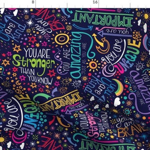 Affirmation Typography Rainbow Fabric - Rainbow Affirmations By Handypanda - Affirmation Cotton Fabric By The Yard With Spoonflower