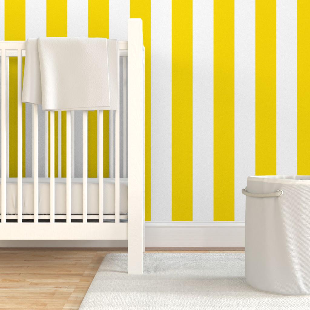 Preppy Yellow Stripe Removable Peel and Stick Wallpaper - Lemon Yellow ...