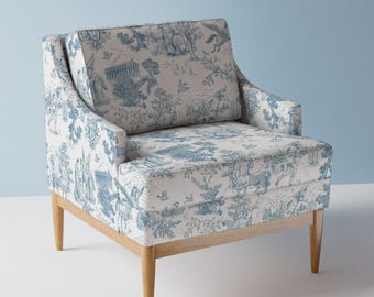 Toile Upholstery Fabric- Greek Mythology Toile  by vinpauld - Greek Mythology Fantasy Blue And White  Fabric By The Yard With Spoonflower