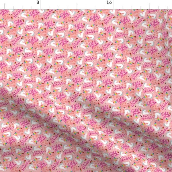 Swear Unicorn Fabric - B***h Please, I'm A Tiny Unicorn By Cynthiafrenette - Pink Unicorn Curse Cotton Fabric By The Yard With Spoonflower