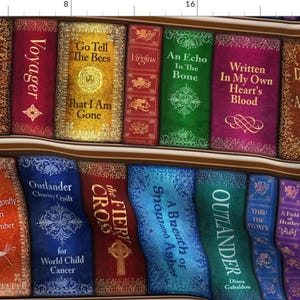Library Books Fabric - Thru The Stones Bookshelf By Sssowers - Library Book Vintage Reading Novel Cotton Fabric By The Yard With Spoonflower