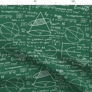 Jade Fabric - Common Equations - Jade Large By Thinlinetextiles - Jade Green White Mathematics Cotton Fabric By The Yard With Spoonflower