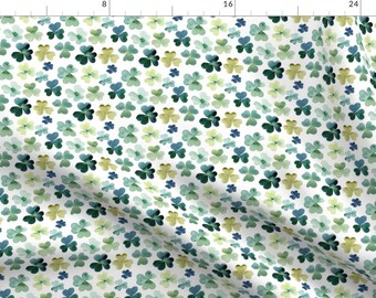 Shamrock Fabric - Shamrock Watercolor Garden // Micro By Hipkiddesigns - Shamrock Green Lucky Cotton Fabric By The Yard With Spoonflower