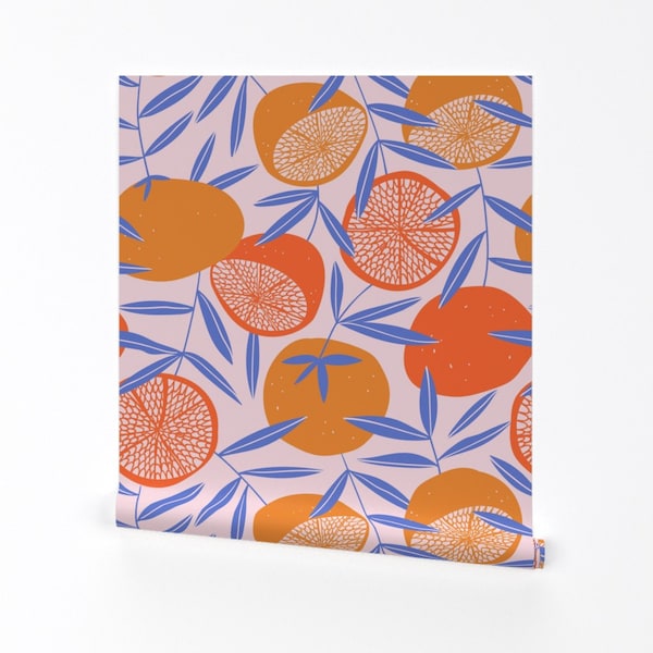 Grapefruits Wallpaper - Pop Art Grapefruits By Alenkakarabanova - Custom Printed Removable Self Adhesive Wallpaper Roll by Spoonflower