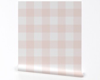 Pink Gingham Wallpaper - Pink And White Gingham By Peacoquettedesigns - Custom Printed Removable Self Adhesive Wallpaper Roll by Spoonflower