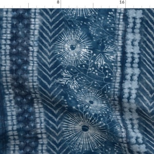 Shibori Blue Design Fabric - Shibori Kyokai By Honoluludesign - Shibori Acid Washed Tie Dye Cotton Fabric By The Yard With Spoonflower