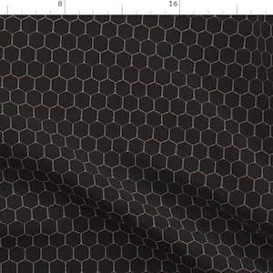 Black Chicken Wire Fabric - Wired, Black By Hootenannit - Black Chicken Wire Cotton Fabric By The Yard With Spoonflower