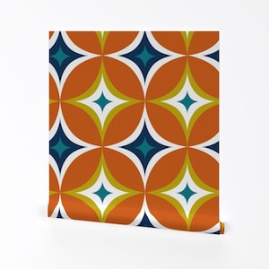 Carta da parati rimovibile Bright Mod Orbs Peel and Stick - Massimalista retrò anni '60 - Decorazione murale - Astral Modern Geometric di heatherdutton