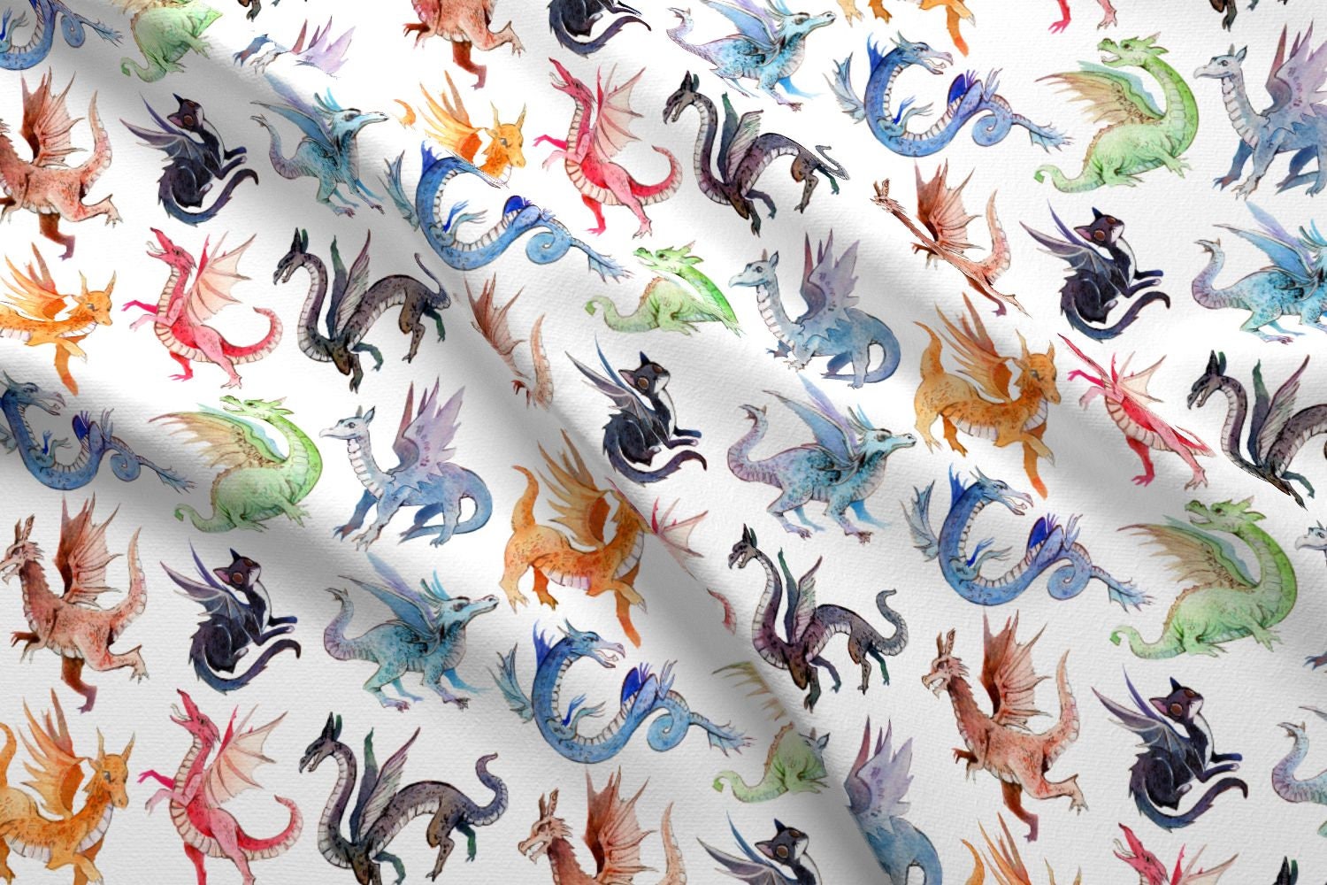 Dragons Fabric Among Dragons By Miranema Dragons Mythical Etsy