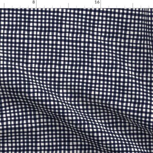 Plaid Fabric - Buffalo Check Gingham Navy By Crystal Walen - Plaid Cotton Fabric by the Yard with Spoonflower