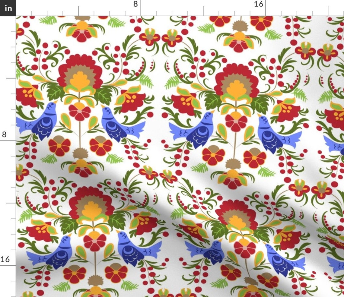 Folk Damask Fabric Matriochka Ornament by Vannina Russian Etsy