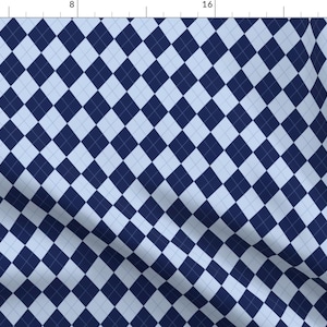 Scotland Fabric - Argyle Dark Blue Sky 1.5in By Studiofibonacci Traditional Scottish Harlequin - Cotton Fabric By The Yard With Spoonflower