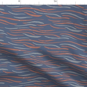 Abstract Waves Fabric - Water waves blue By Leticia Plate - Minimalist Abstract Home Decor Wave Cotton Fabric By The Yard With Spoonflower