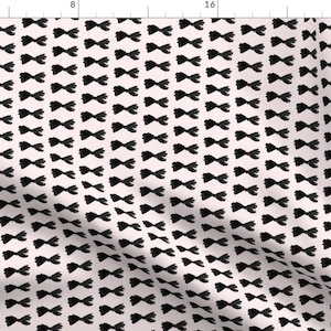 Bow Tie Fabric - Bows By Fable Design - Black Ink Brushed Watercolor Bowtie Black And Blush Cotton Fabric By The Yard With Spoonflower