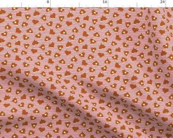 Heart Shaped Waffles Fabric - Heart Waffles - Red Stripes Lad19bs By Littlearrowdesign - Waffles Cotton Fabric By The Yard With Spoonflower