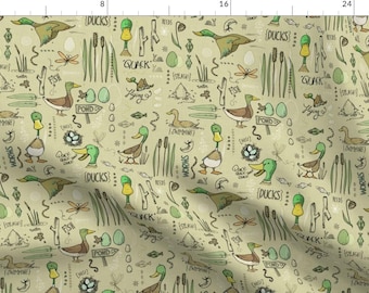 Mallard Fabric by the yard - Marvellous Mallards By Mulberry Tree - Oudoor Woodland Ducks Cotton Fabric By The Yard With Spoonflower
