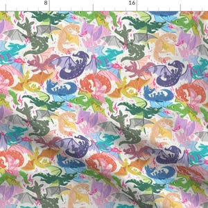 Cute Colorful Dragon Fabric - Rainbow Dragons By Morganmudway - Whimsical Fairy Tale Rainbow Baby Cotton Fabric By The Yard With Spoonflower