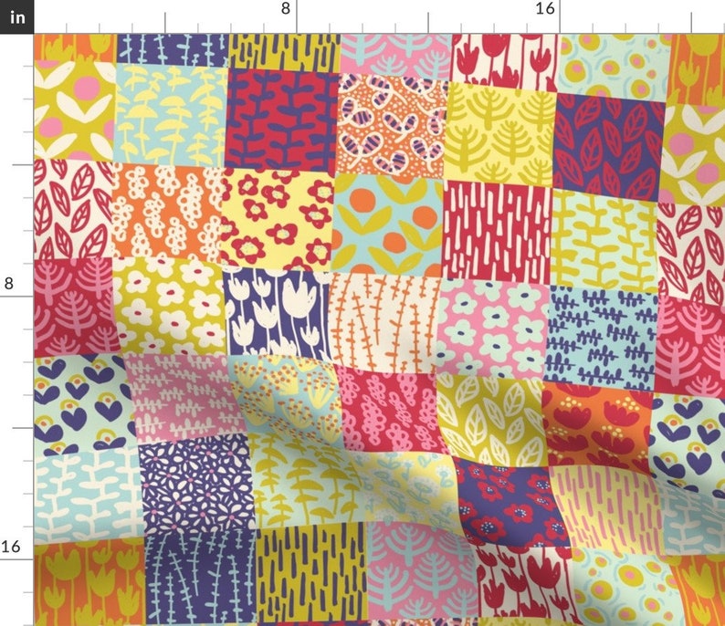 Floral Cheater Quilt Fabric Mqg // Modern Quilt Garden By Etsy
