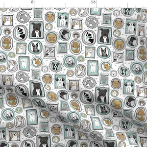 Dog Fabric - Dog Portraits // Pet, Cute Dog Portrait, Poodle, Terrier - Mint By Andrea Lauren - Cotton Fabric By The Yard With Spoonflower