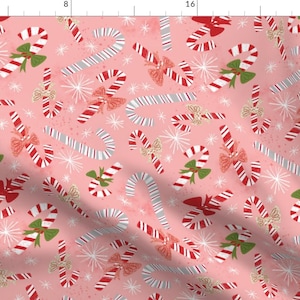 Millennial Pink Candy Cane Fabric - Candy Cane Scatter By Cynthiafrenette - Millennial Pink Cotton Fabric By The Yard With Spoonflower
