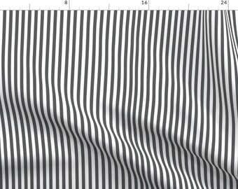 Charcoal Gray Stripe Fabric - Perfectly Pinstripe In Charcoal Grey // White By Theartwerks - Cotton Fabric by the Yard With Spoonflower