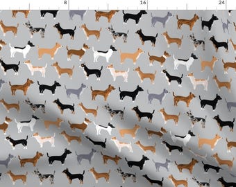 May include: A seamless pattern featuring a variety of colorful dogs on a light gray background. The dogs are all different breeds and colors, and they are arranged in a repeating pattern. The pattern is perfect for fabric, wallpaper, or other decorative purposes.